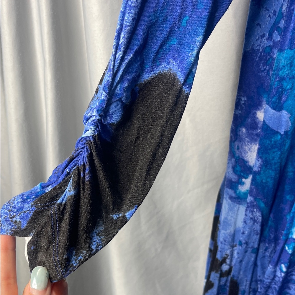 Grace Elements Blue And Black Patterned Top - image 5